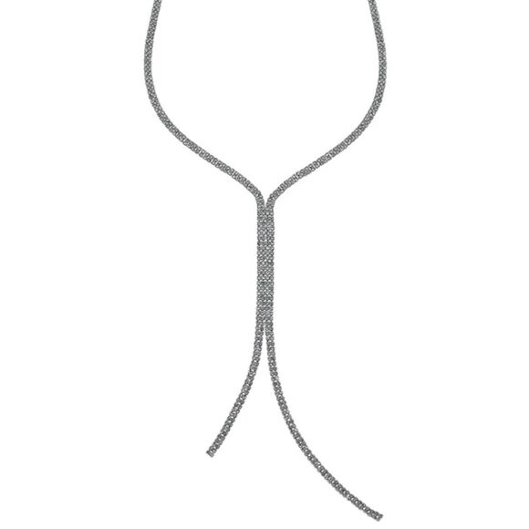 Thalia Sodi Silver-Tone Rhinestone Lariat Y Drop Necklace Bling NWT - Picture 1 of 3
